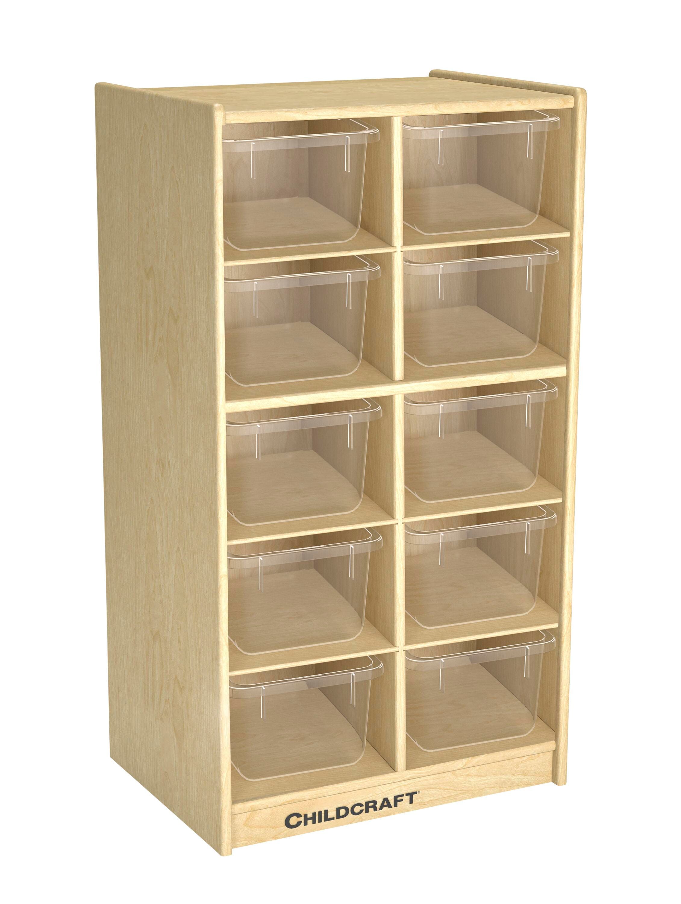 Childcraft Cubby Storage Unit, 10 Clear Trays, 19-1/2 x 14-1/4 x 36 Inches 265233